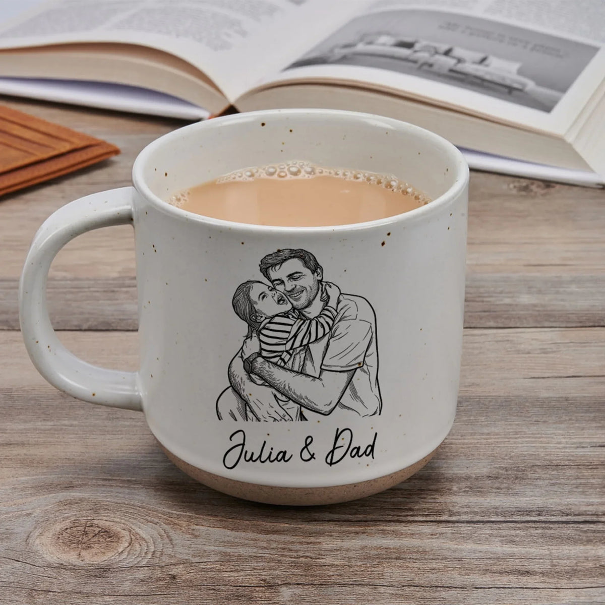 Custom Photo Father's Day, Special Gift for Dad & Grandpa • Daddy Always Walks Beside - Personalized Pottery Mug