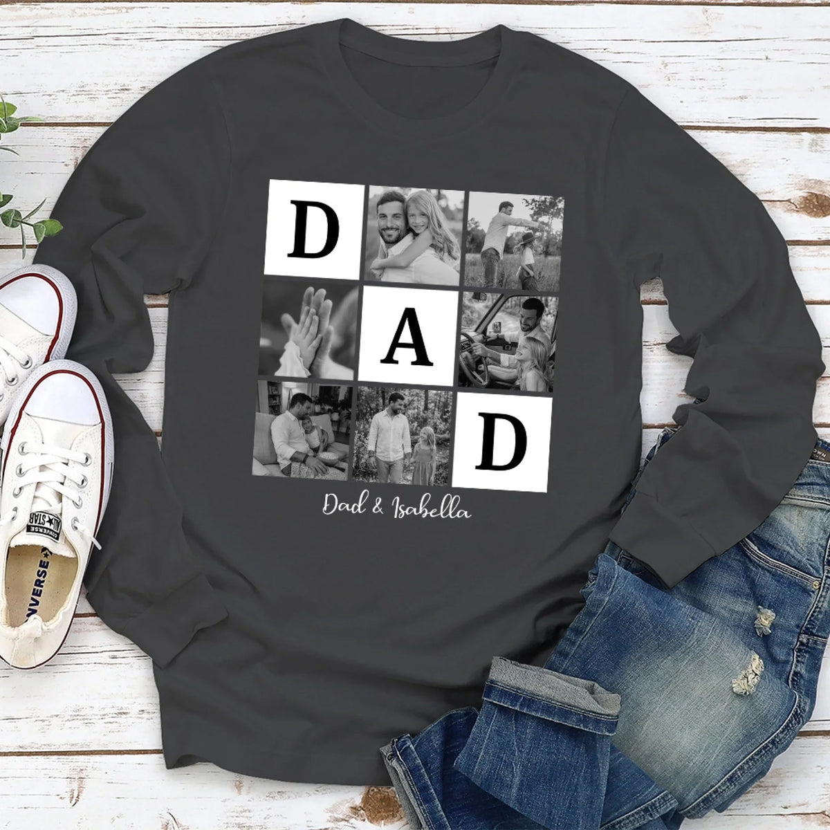 Custom Photo Father's Day, Special Gift for Dad & Grandpa • Fatherhood Looks Good Here - Personalized Shirt
