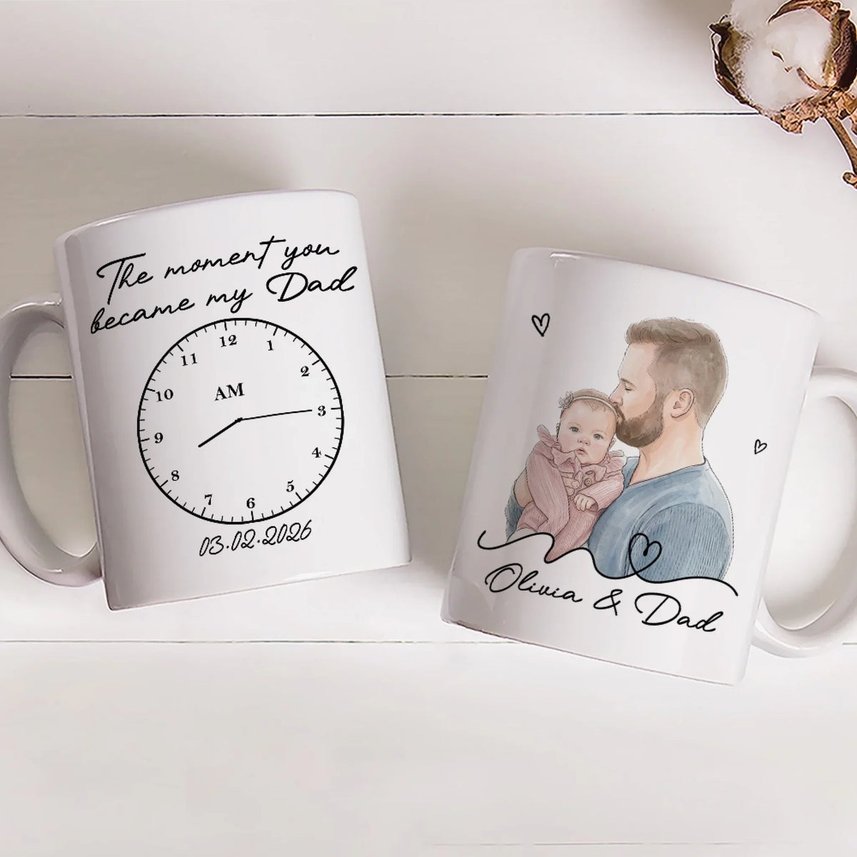 Custom Photo First Father's Day, Christmas Gift for New Dad • The Moment You Became My Dad - Personalized Coffee Mug