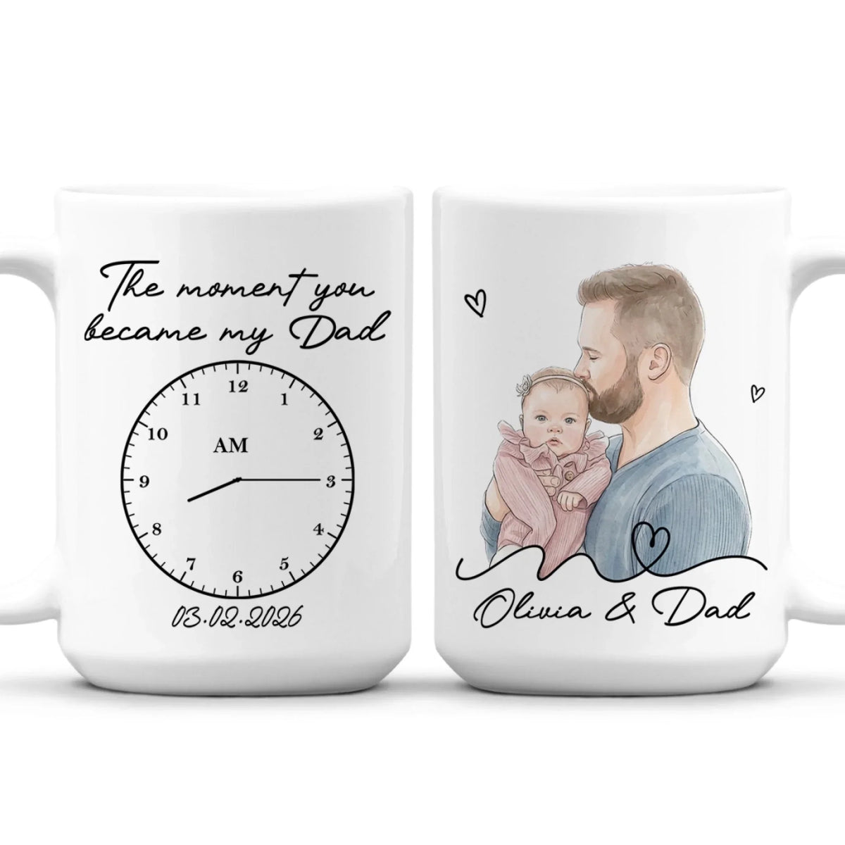 Custom Photo First Father's Day, Christmas Gift for New Dad • The Moment You Became My Dad - Personalized Coffee Mug