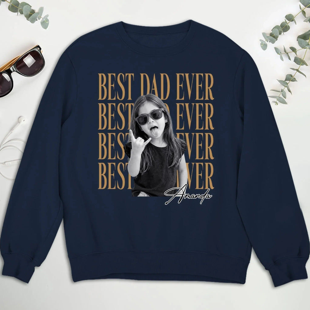 Custom Photo Christmas Anniversary Keepsake Gifts For Husband • Dad And Kid Minimalist - Personalized Shirt