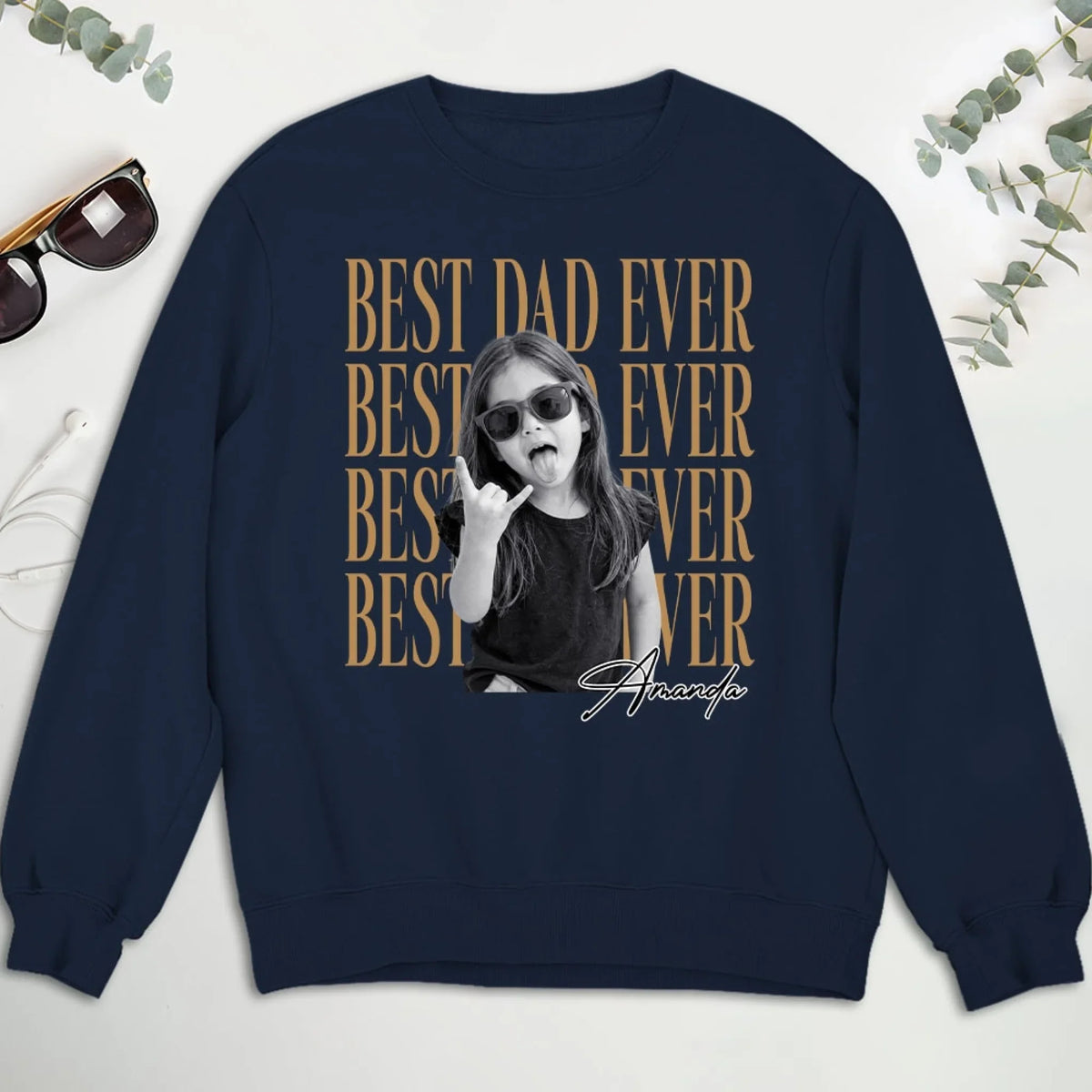 Custom Photo Christmas Anniversary Keepsake Gifts For Husband • Dad And Kid Minimalist - Personalized Shirt