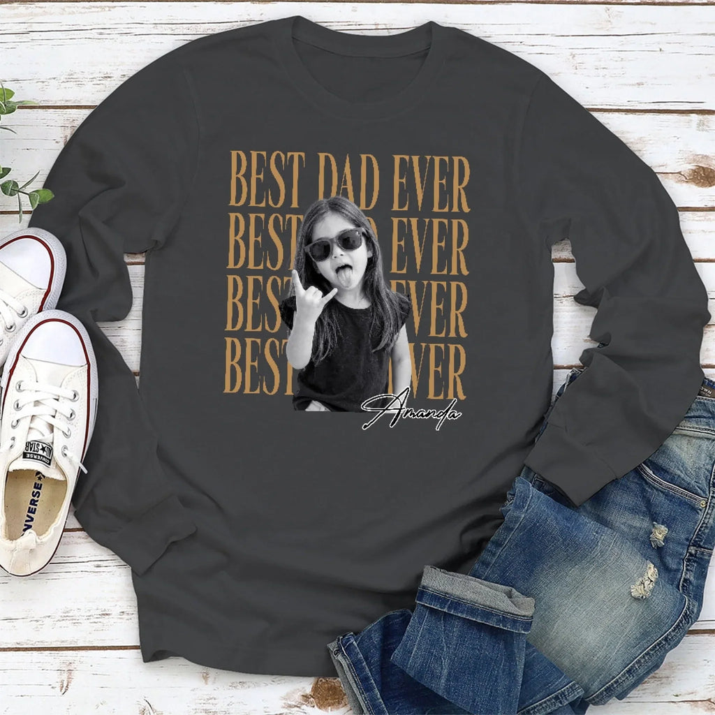 Custom Photo Christmas Anniversary Keepsake Gifts For Husband • Dad And Kid Minimalist - Personalized Shirt