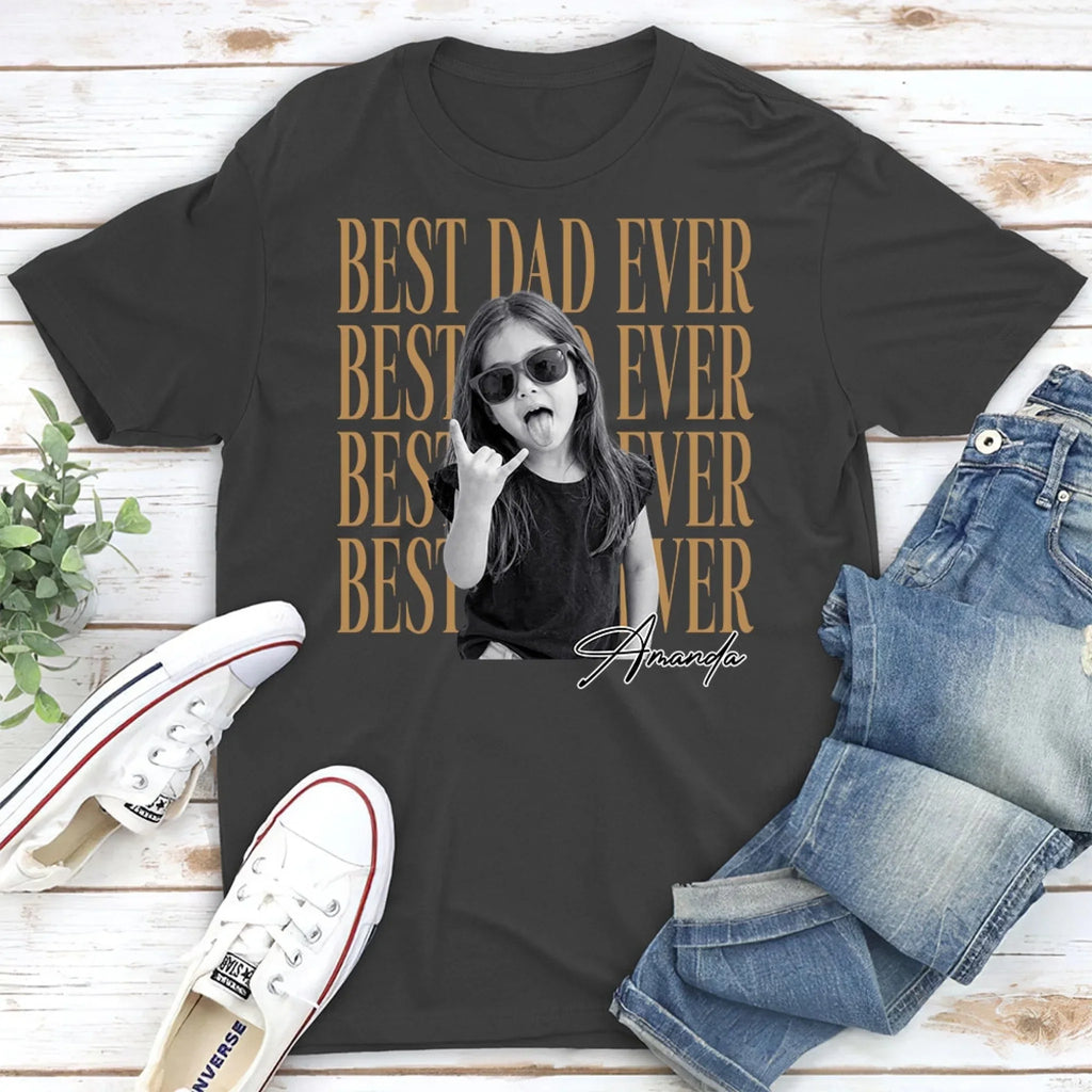 Custom Photo Christmas Anniversary Keepsake Gifts For Husband • Dad And Kid Minimalist - Personalized Shirt
