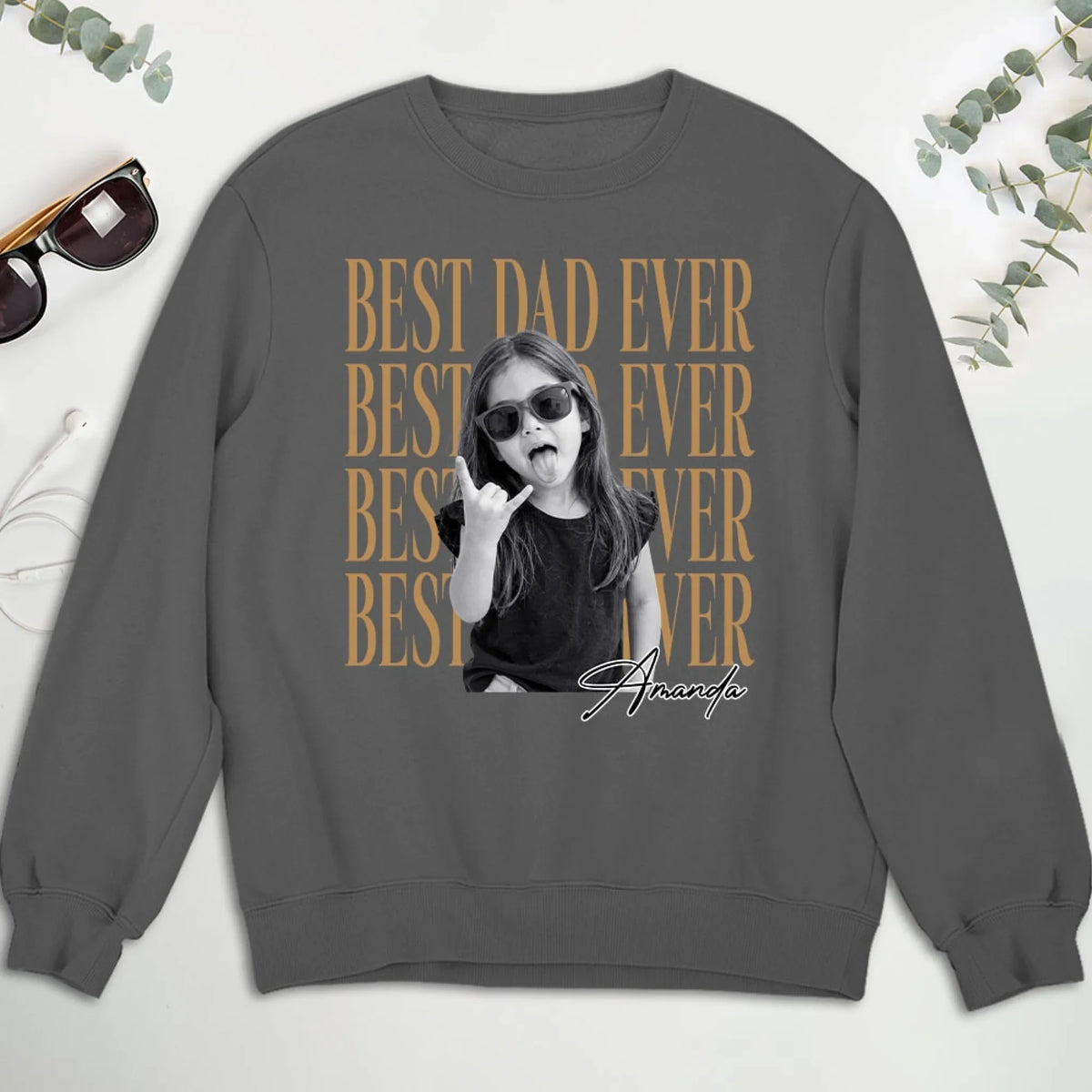 Custom Photo Christmas Anniversary Keepsake Gifts For Husband • Dad And Kid Minimalist - Personalized Shirt