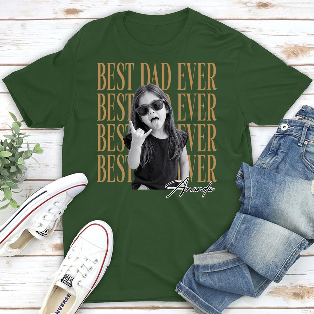 Custom Photo Christmas Anniversary Keepsake Gifts For Husband • Dad And Kid Minimalist - Personalized Shirt