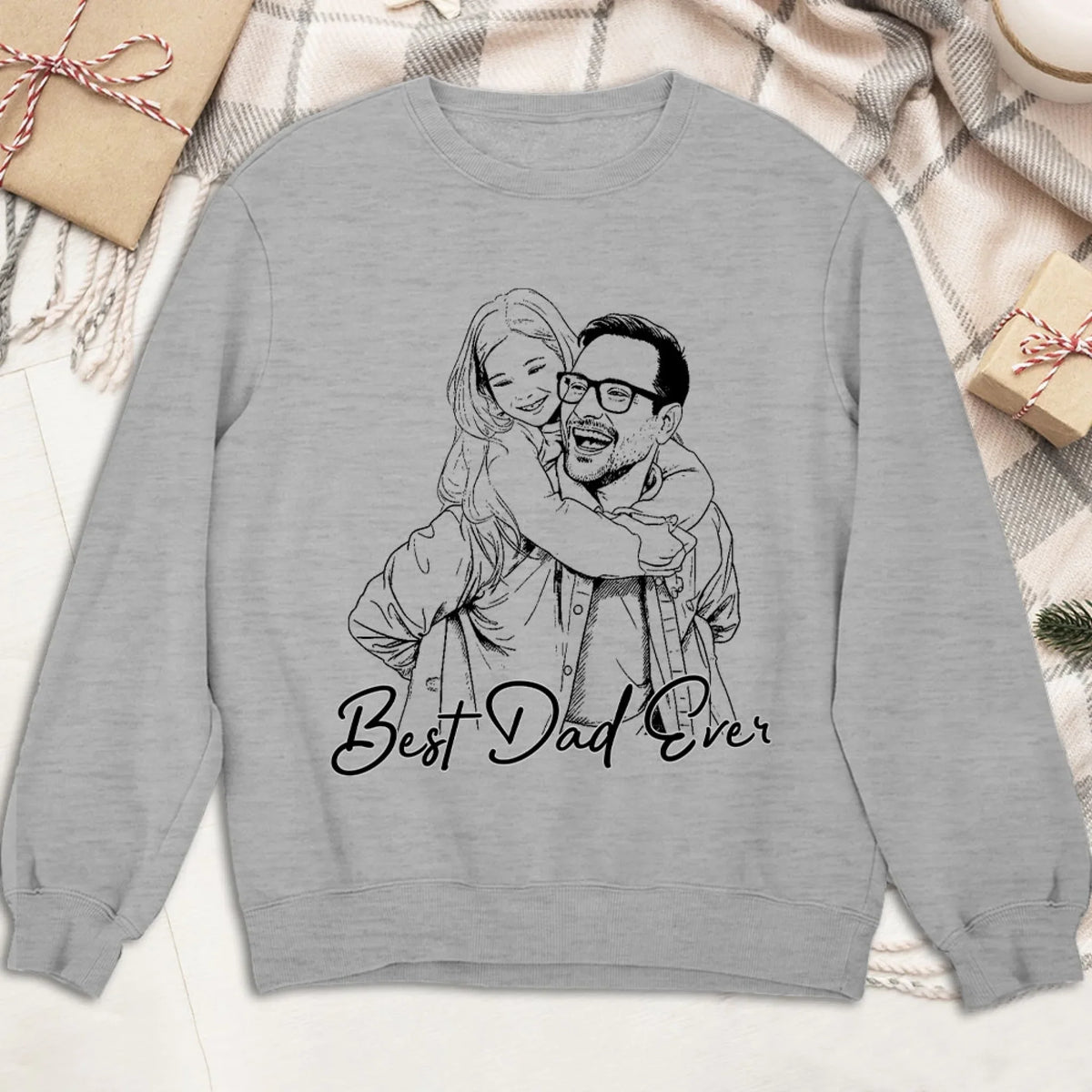 Custom Photo Sketch Line Art Father's Day, Special Gift for Dad & Grandpa • Pencil Sketch Best Dad Grandpa Ever - Personalized Shirt