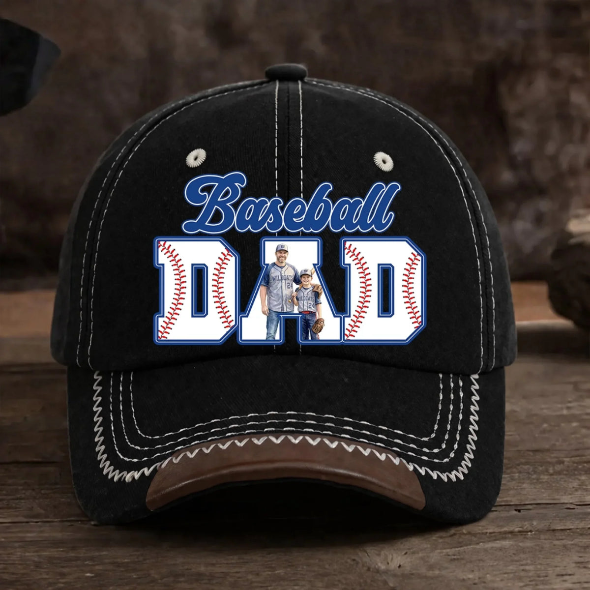 Baseball Dad Water Color - Personalized Vintage Soft Baseball Cap