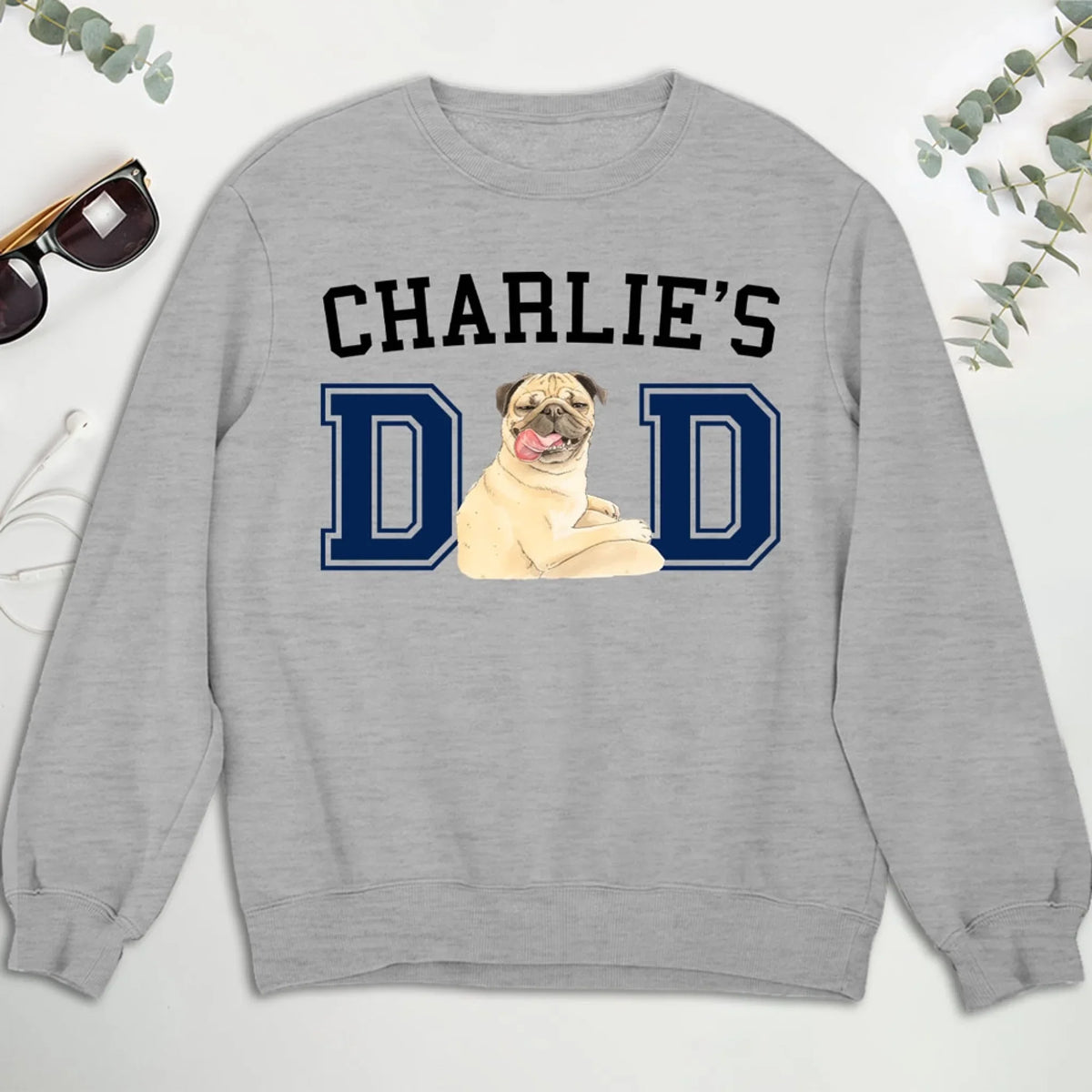 Custom Photo Christmas & Birthday Keepsake Gift • Dog Daddy Sketch - Personalized T-Shirt