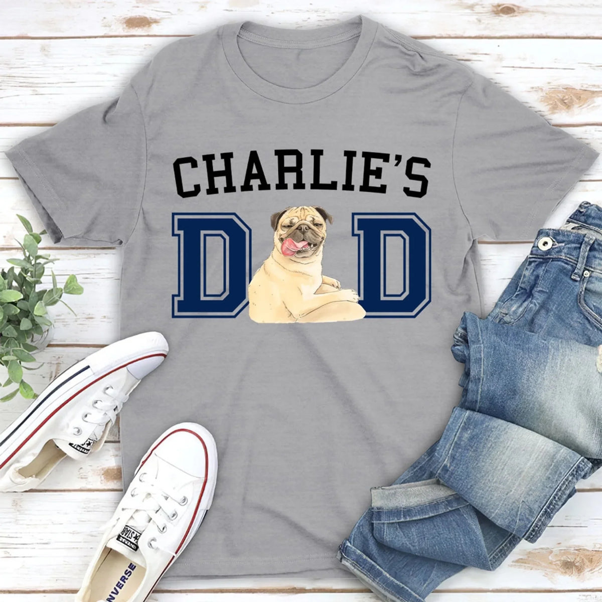 Custom Photo Christmas & Birthday Keepsake Gift • Dog Daddy Sketch - Personalized T-Shirt