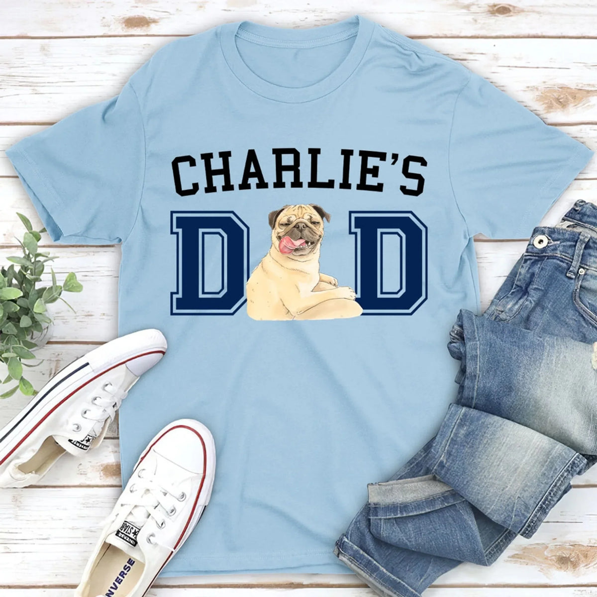 Custom Photo Christmas & Birthday Keepsake Gift • Dog Daddy Sketch - Personalized T-Shirt