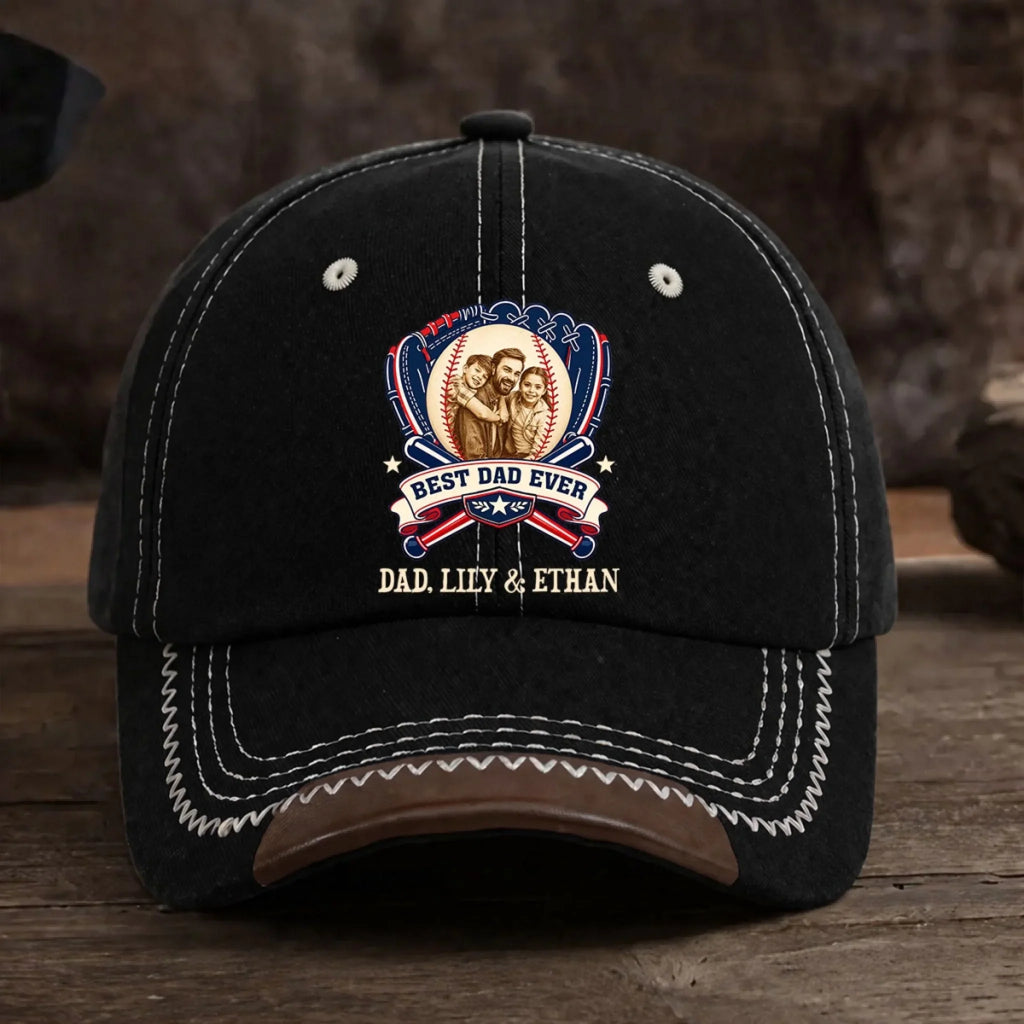 Proud Baseball Dad Ever - Personalized Vintage Soft Baseball Cap