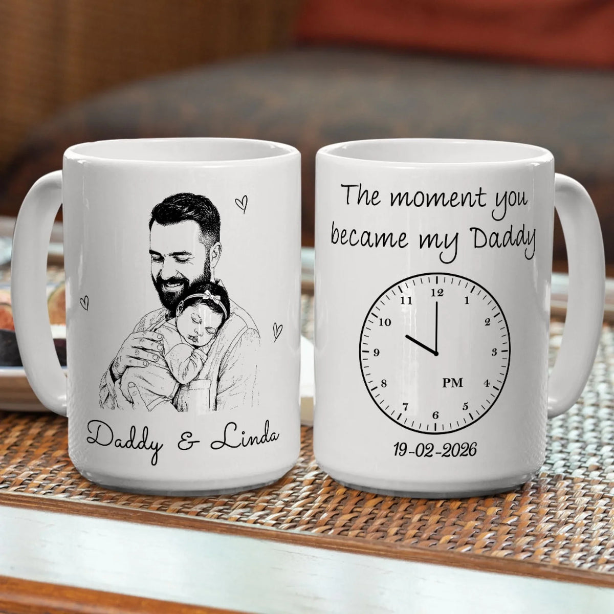 Custom Photo First Father's Day, Christmas Gift for New Dad • Daddy From That Moment - Personalized Coffee Mug