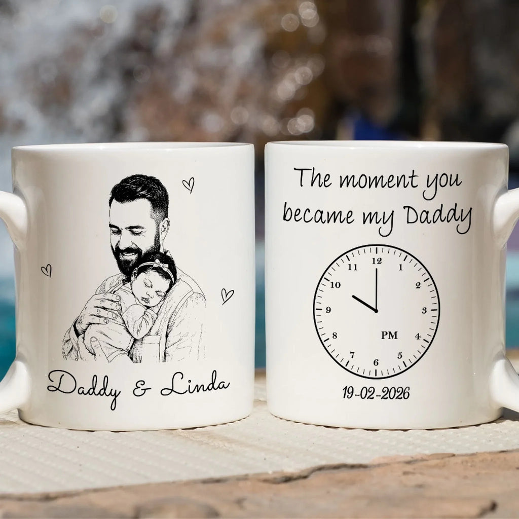 Custom Photo First Father's Day, Christmas Gift for New Dad • Daddy From That Moment - Personalized Coffee Mug