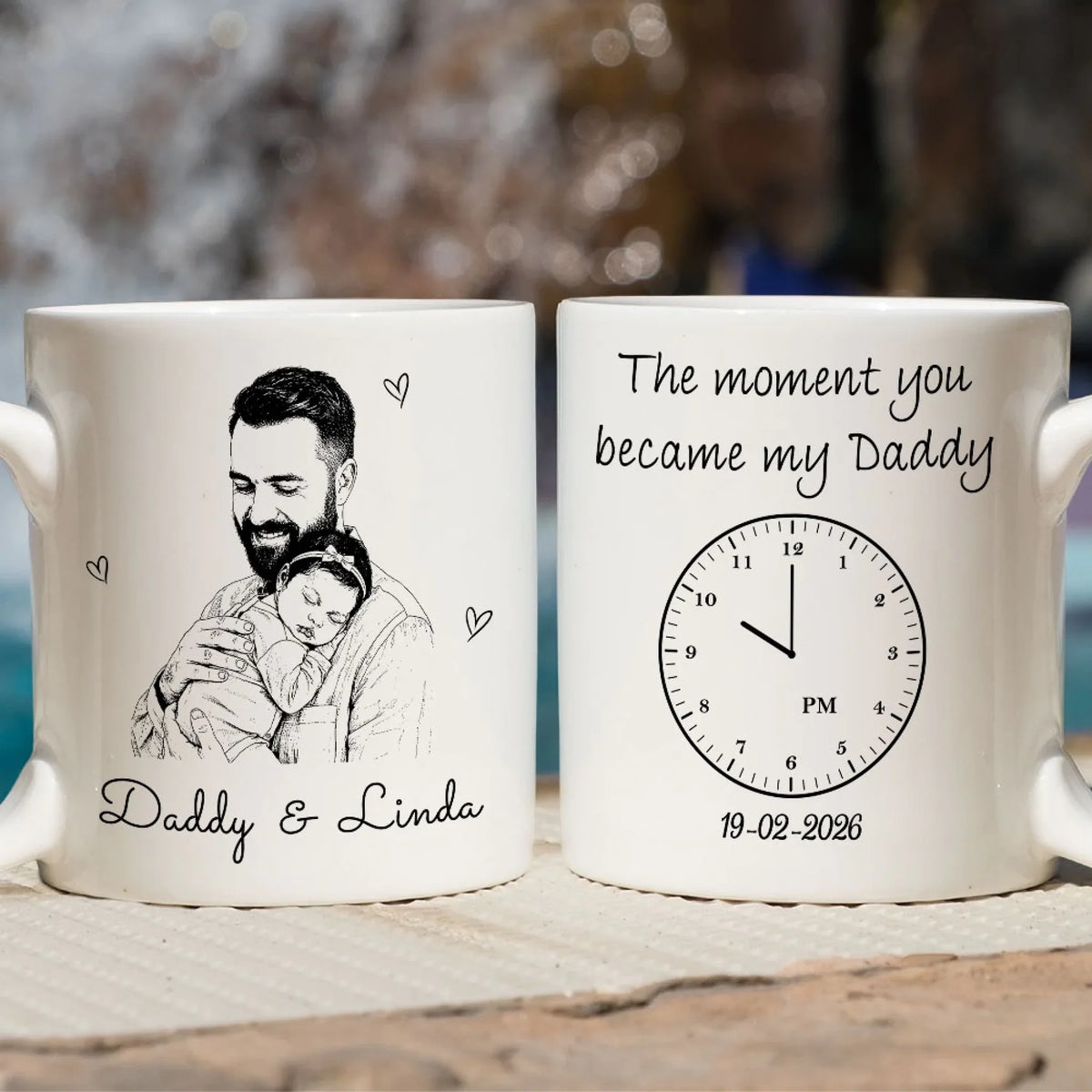 Custom Photo First Father's Day, Christmas Gift for New Dad • Daddy From That Moment - Personalized Coffee Mug