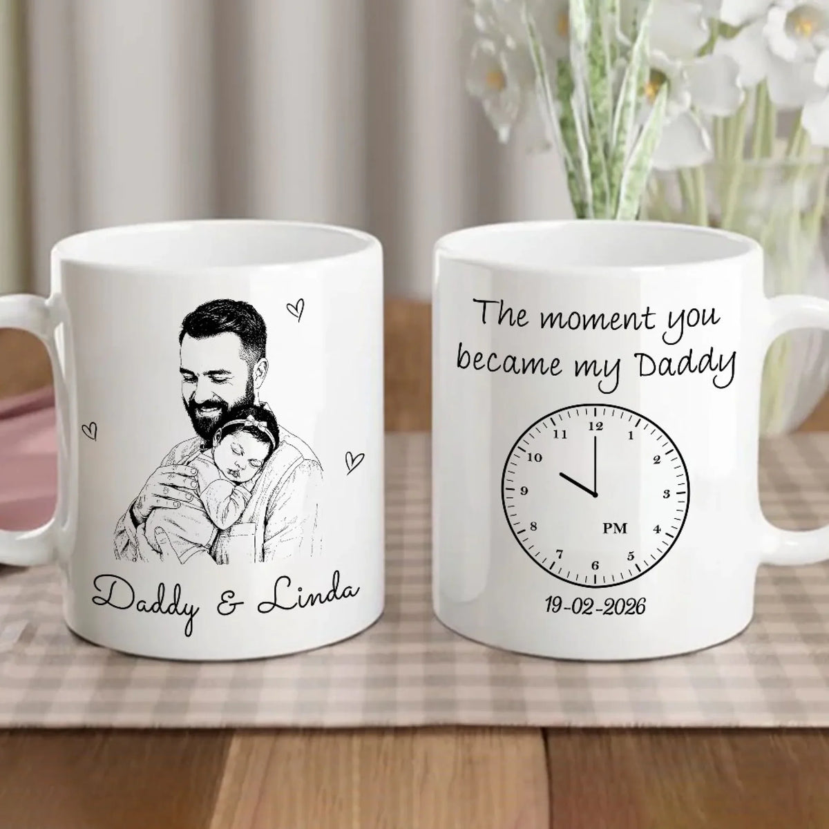 Custom Photo First Father's Day, Christmas Gift for New Dad • Daddy From That Moment - Personalized Coffee Mug