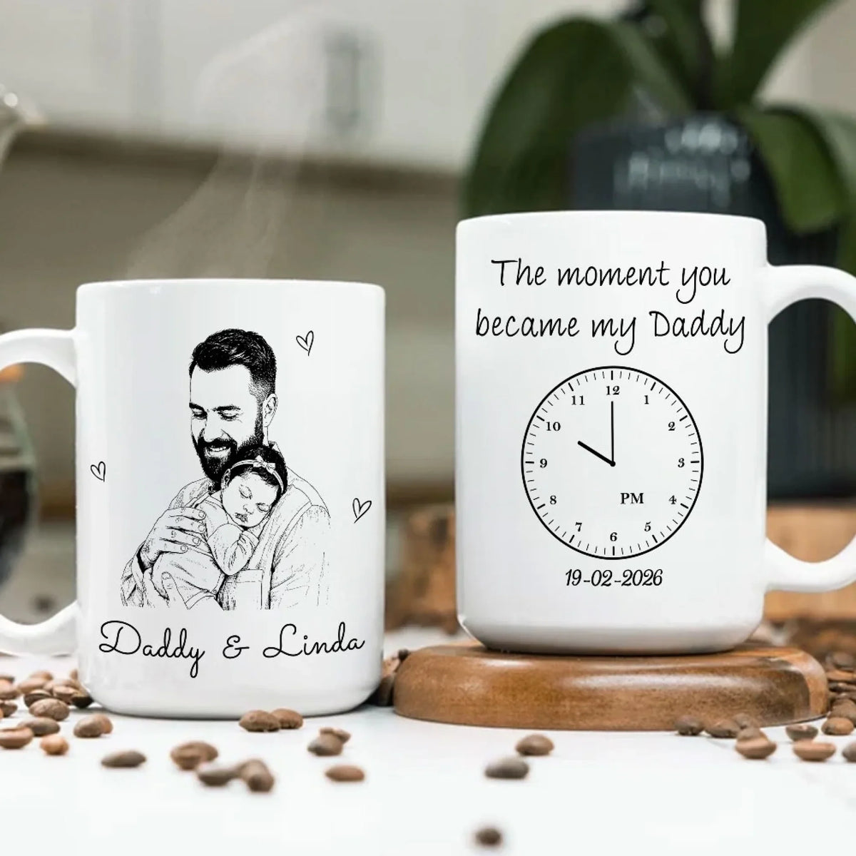 Custom Photo First Father's Day, Christmas Gift for New Dad • Daddy From That Moment - Personalized Coffee Mug