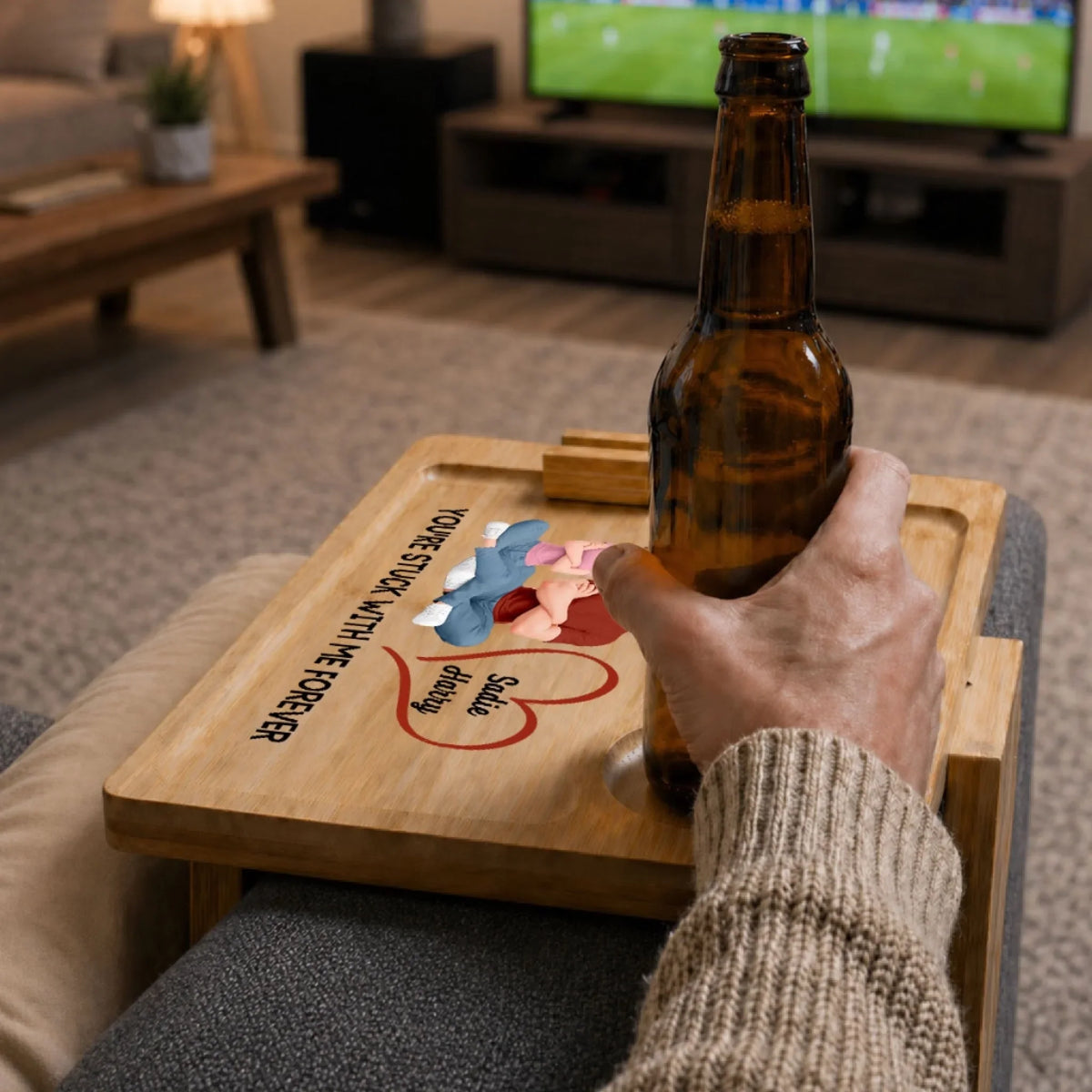 No Returns Allowed - Personalized Wooden Couch Arm Table