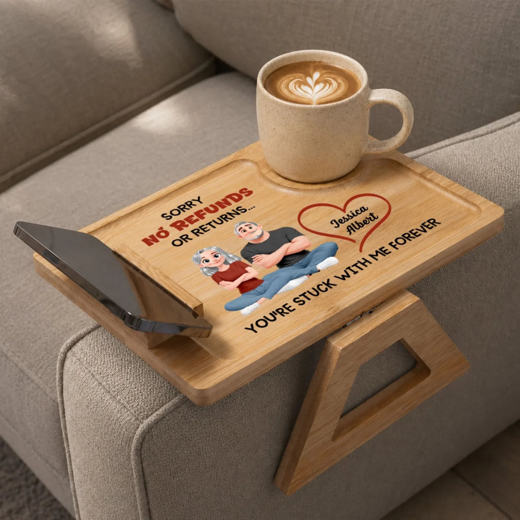 No Returns Allowed - Personalized Wooden Couch Arm Table