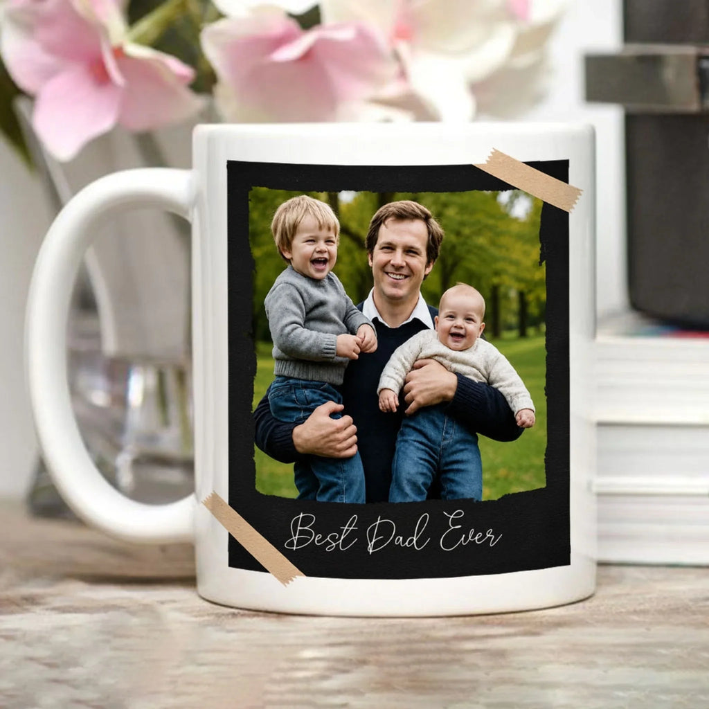 Custom Photo Father's Day, Special Gift for Dad & Grandpa • Vintage Retro Polaroid Photo Est - Personalized Coffee Mug