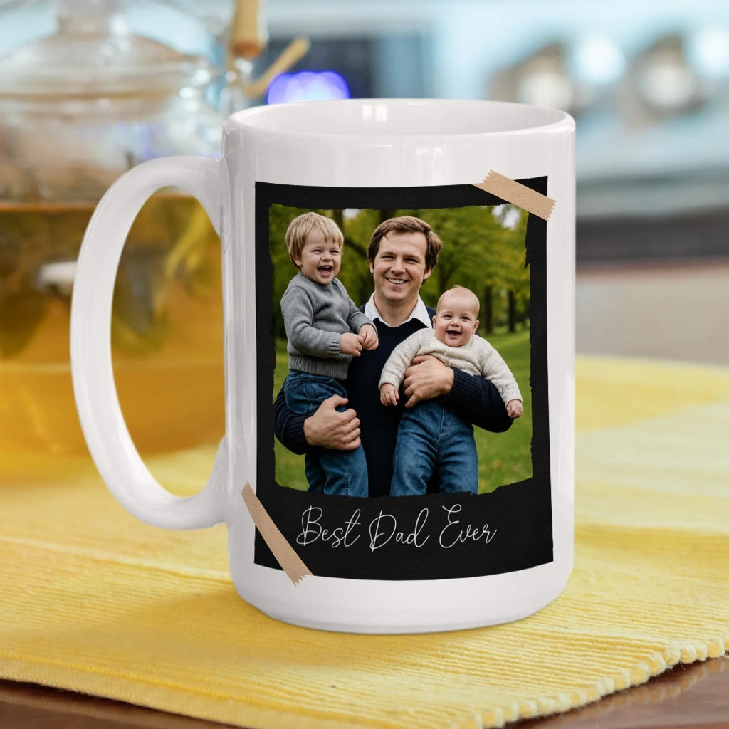 Custom Photo Father's Day, Special Gift for Dad & Grandpa • Vintage Retro Polaroid Photo Est - Personalized Coffee Mug
