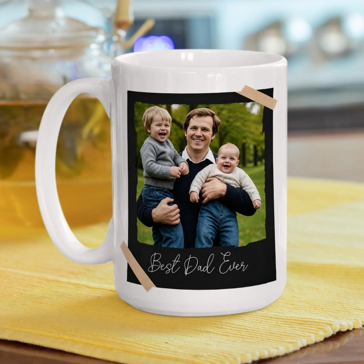 Custom Photo Father's Day, Special Gift for Dad & Grandpa • Vintage Retro Polaroid Photo Est - Personalized Coffee Mug