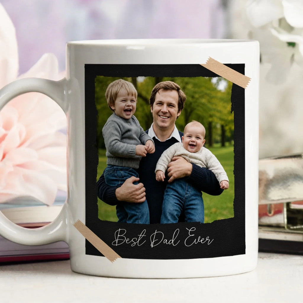 Custom Photo Father's Day, Special Gift for Dad & Grandpa • Vintage Retro Polaroid Photo Est - Personalized Coffee Mug