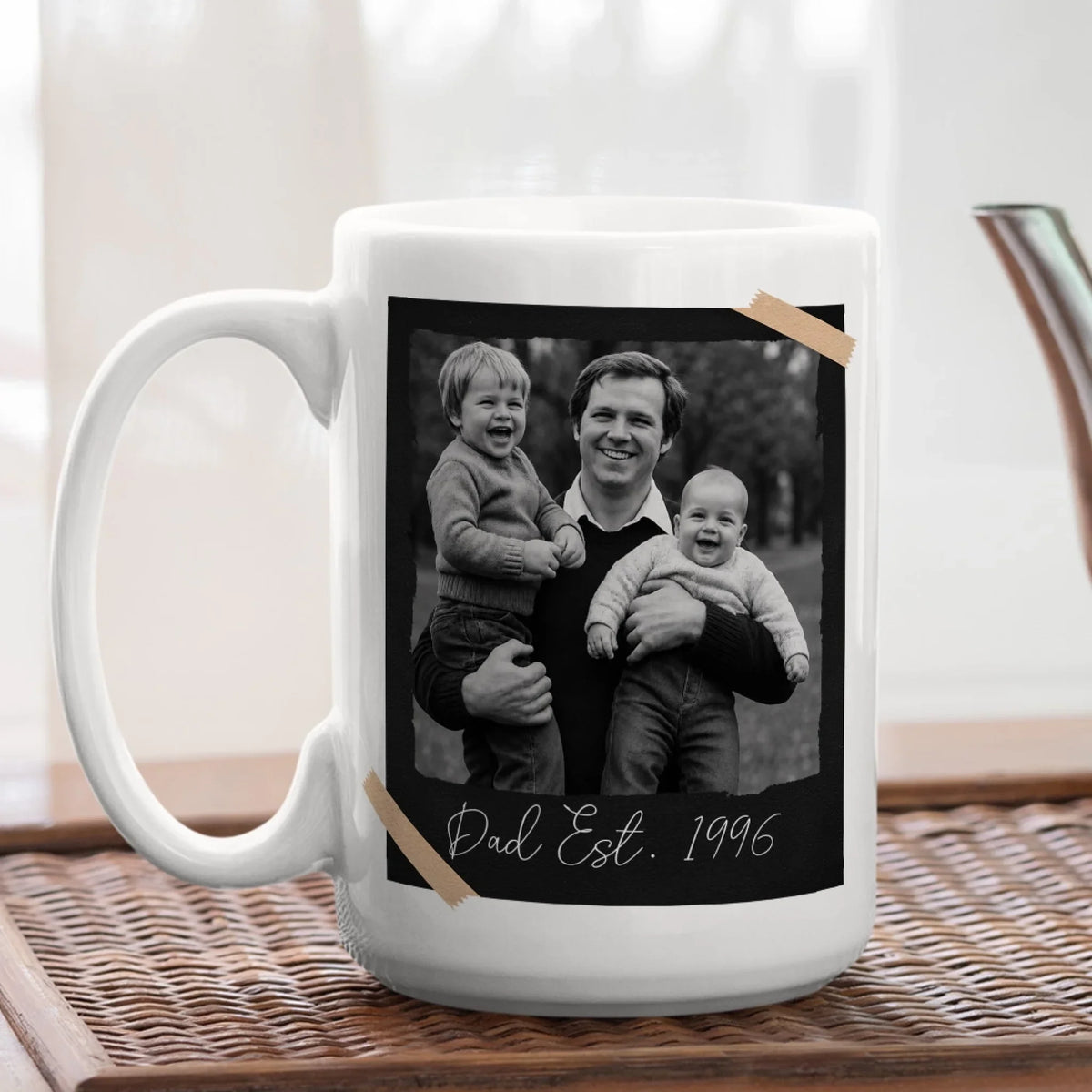 Custom Photo Father's Day, Special Gift for Dad & Grandpa • Vintage Retro Polaroid Photo Est - Personalized Coffee Mug
