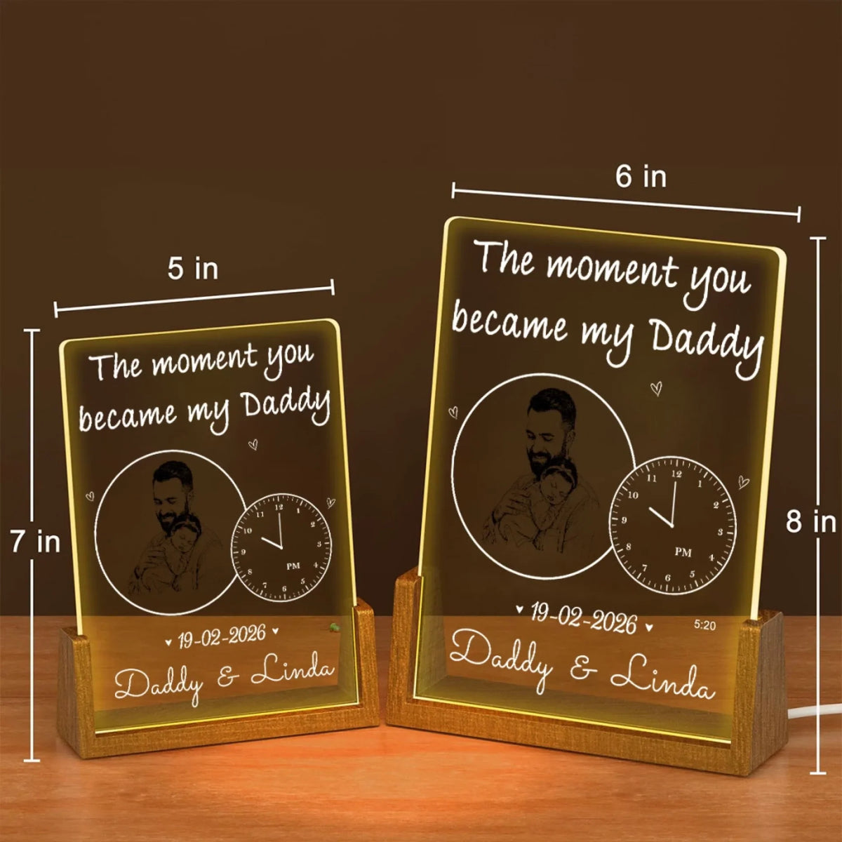 Custom Photo First Father's Day Gift for New Dads • Daddy From That Moment - Personalized Plaque With Walnut Base