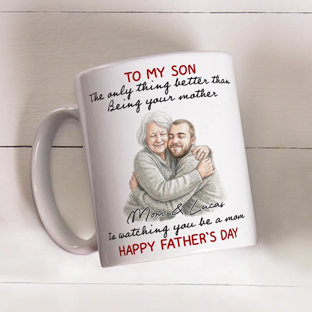 Custom Photo Father's Day Gift For Son • Watching Son Being A Dad - Personalized Coffee Mug