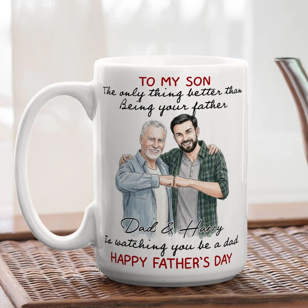 Custom Photo Father's Day Gift For Son • Watching Son Being A Dad - Personalized Coffee Mug