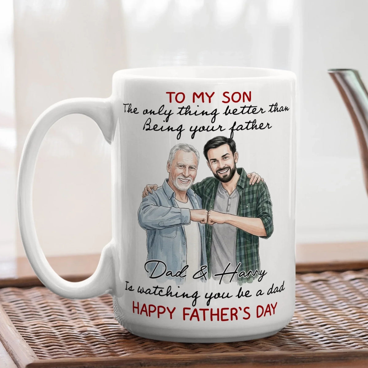 Custom Photo Father's Day Gift For Son • Watching Son Being A Dad - Personalized Coffee Mug