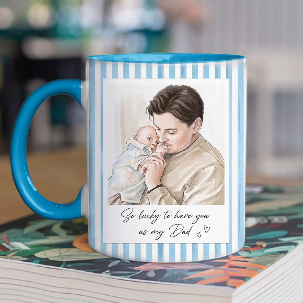 Custom Photo Anniversary Keepsake Gifts For Couple • Lucky To Call You Dad - Personalized Accent Mug