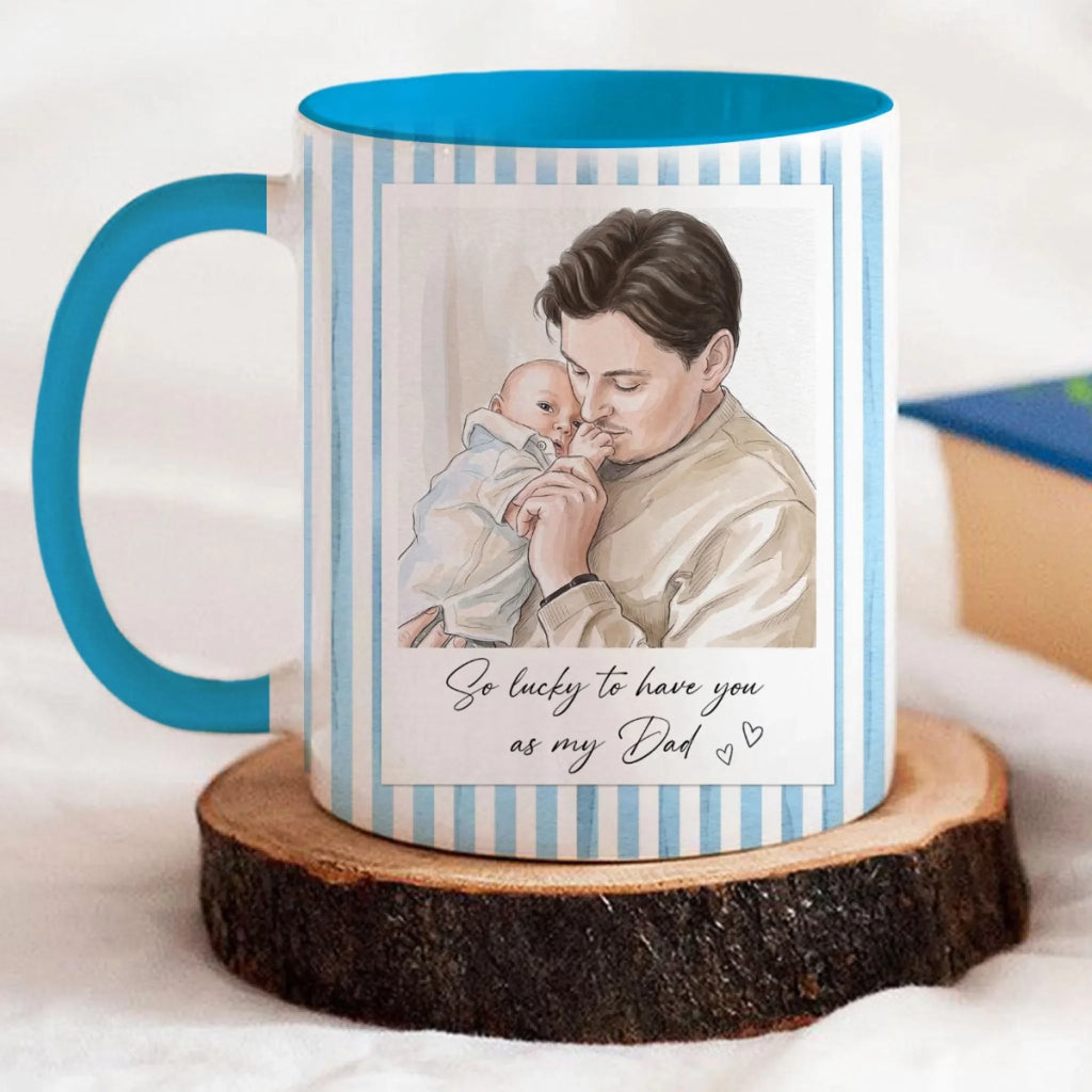 Custom Photo Anniversary Keepsake Gifts For Couple • Lucky To Call You Dad - Personalized Accent Mug