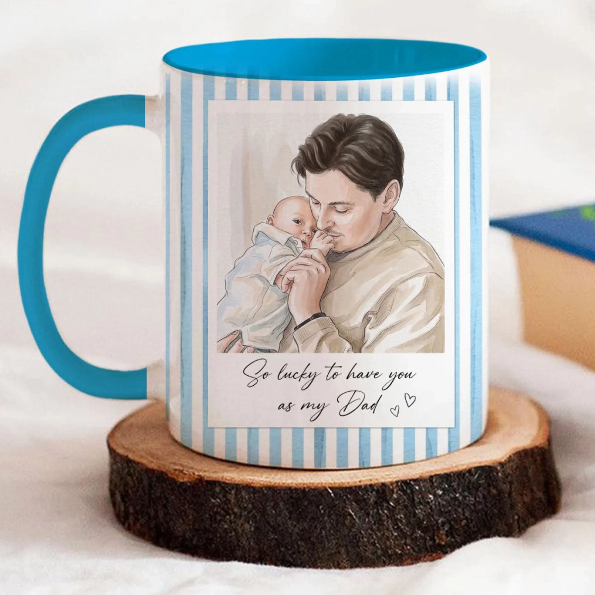 Custom Photo Anniversary Keepsake Gifts For Couple • Lucky To Call You Dad - Personalized Accent Mug
