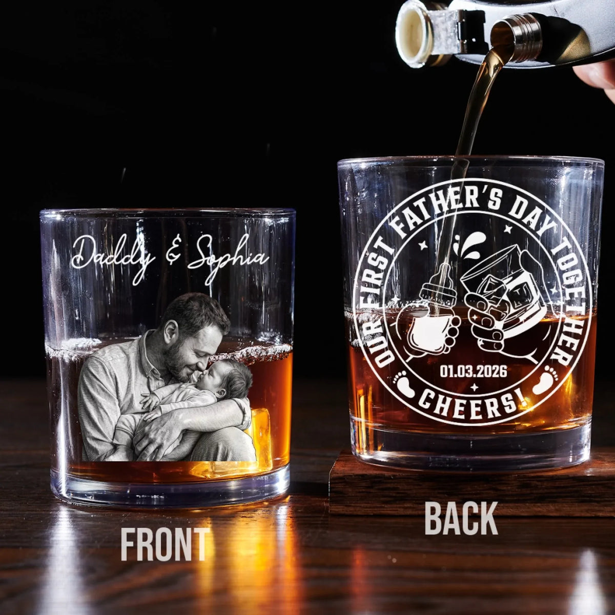 Custom Photo Father's Day Birthday Gifts for Husband • Cheers To Dad - Personalized Whiskey Glass