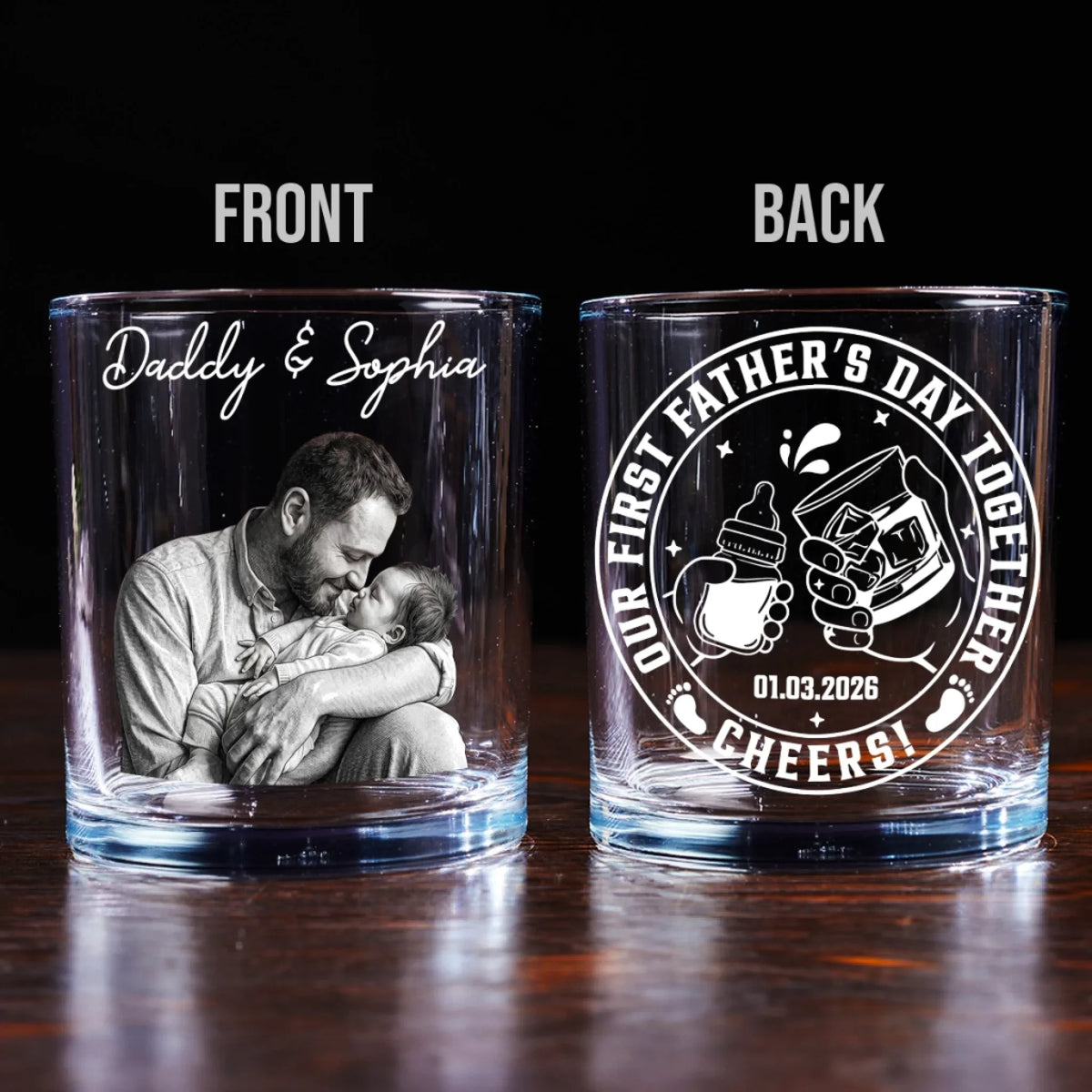 Custom Photo Father's Day Birthday Gifts for Husband • Cheers To Dad - Personalized Whiskey Glass