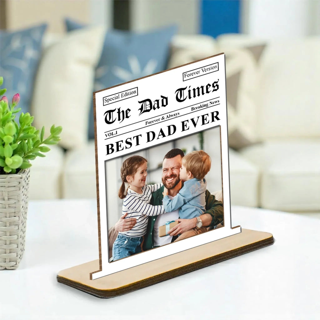 Custom Father's Day Decor, Gift for Dad & Grandpa • Special Edition - Personalized 2-Layer Wood Plaque With Flat Base