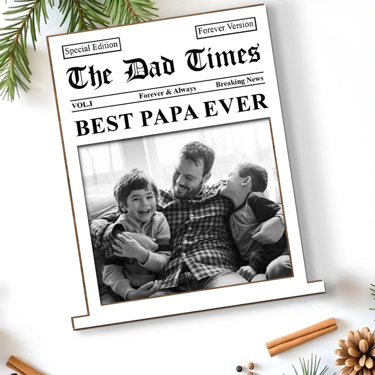 Custom Father's Day Decor, Gift for Dad & Grandpa • Special Edition - Personalized 2-Layer Wood Plaque With Flat Base
