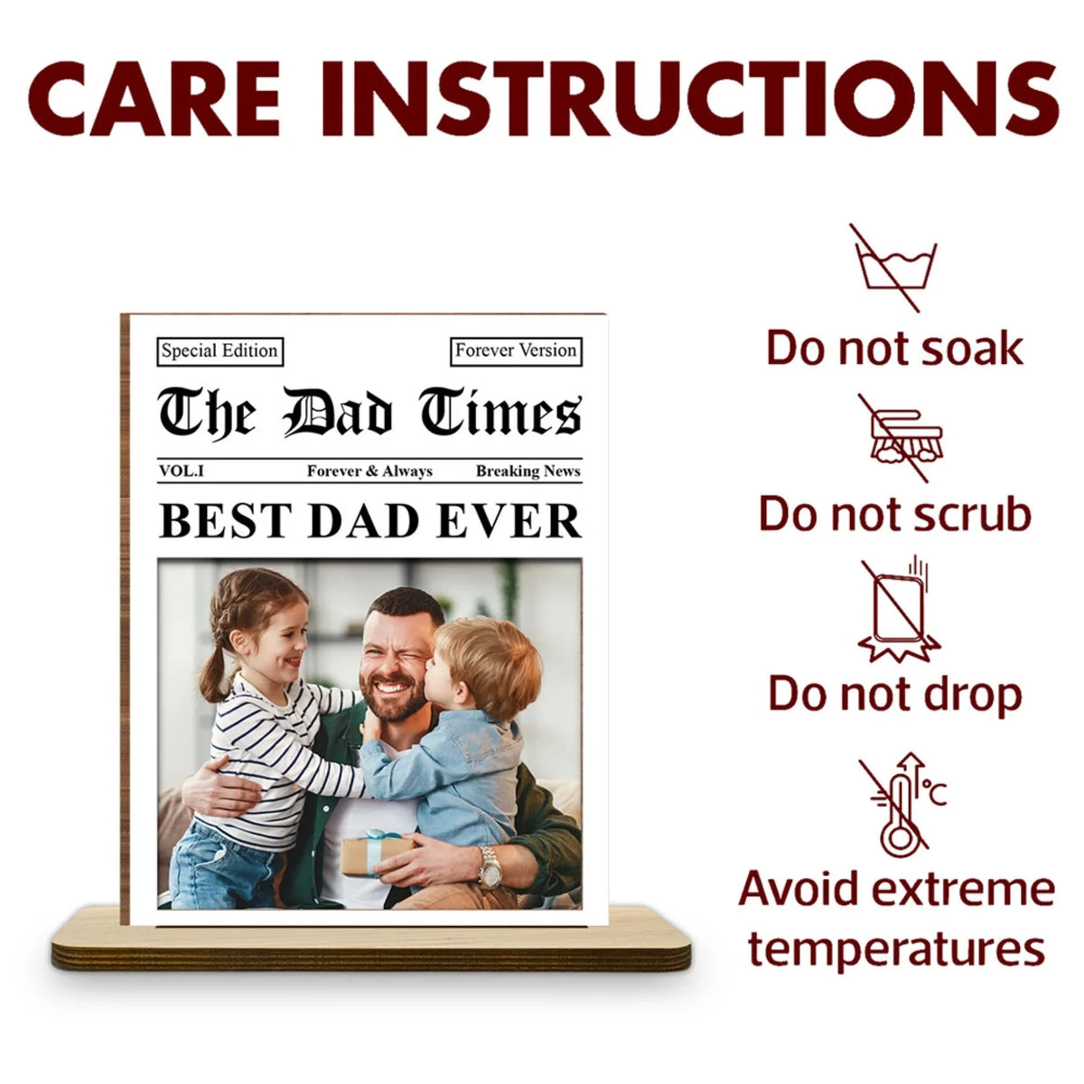 Custom Father's Day Decor, Gift for Dad & Grandpa • Special Edition - Personalized 2-Layer Wood Plaque With Flat Base
