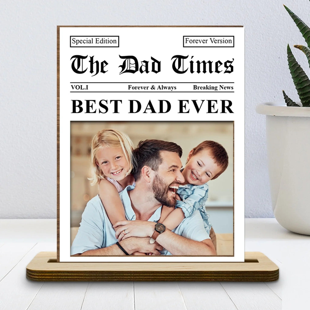 Custom Father's Day Decor, Gift for Dad & Grandpa • Special Edition - Personalized 2-Layer Wood Plaque With Flat Base