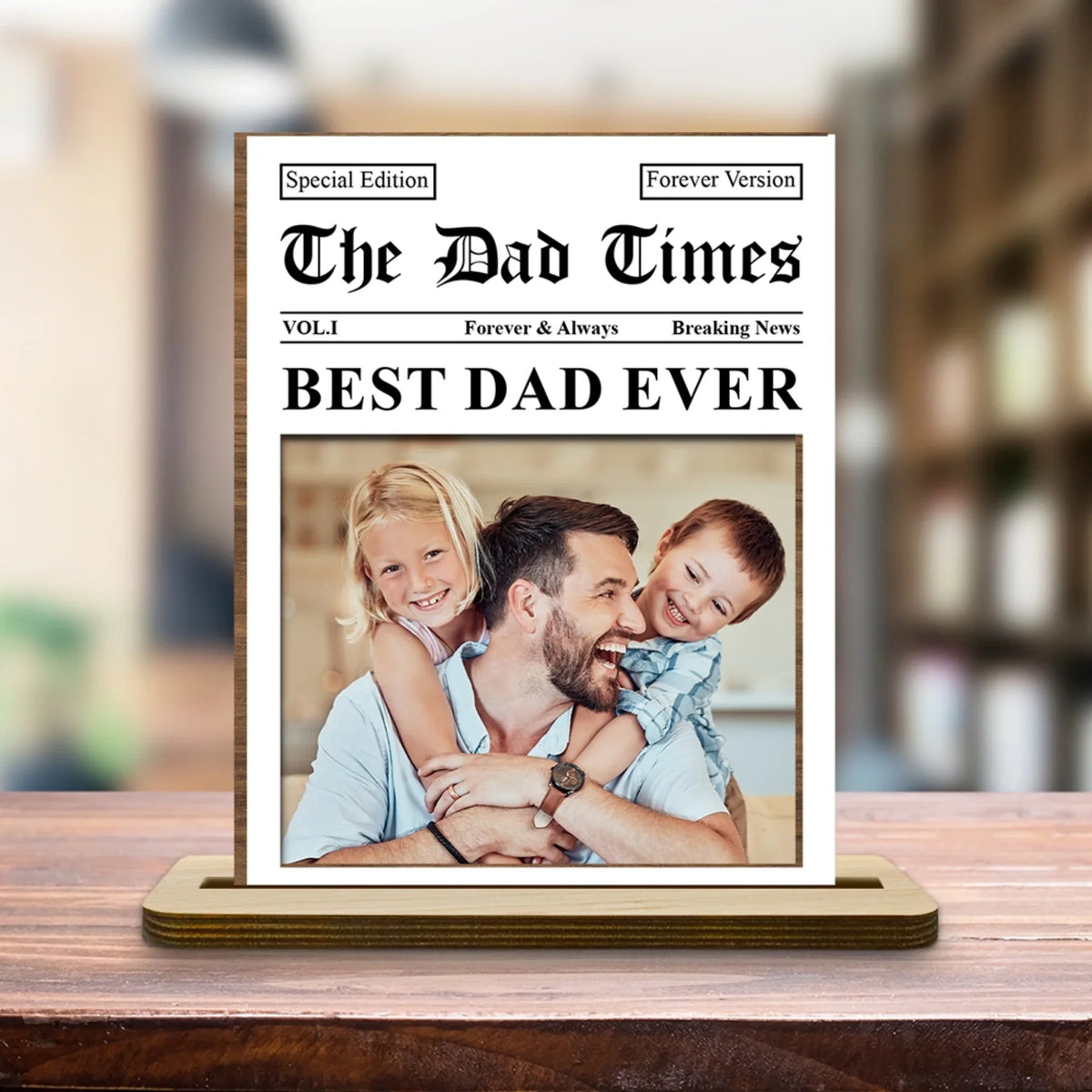 Custom Father's Day Decor, Gift for Dad & Grandpa • Special Edition - Personalized 2-Layer Wood Plaque With Flat Base