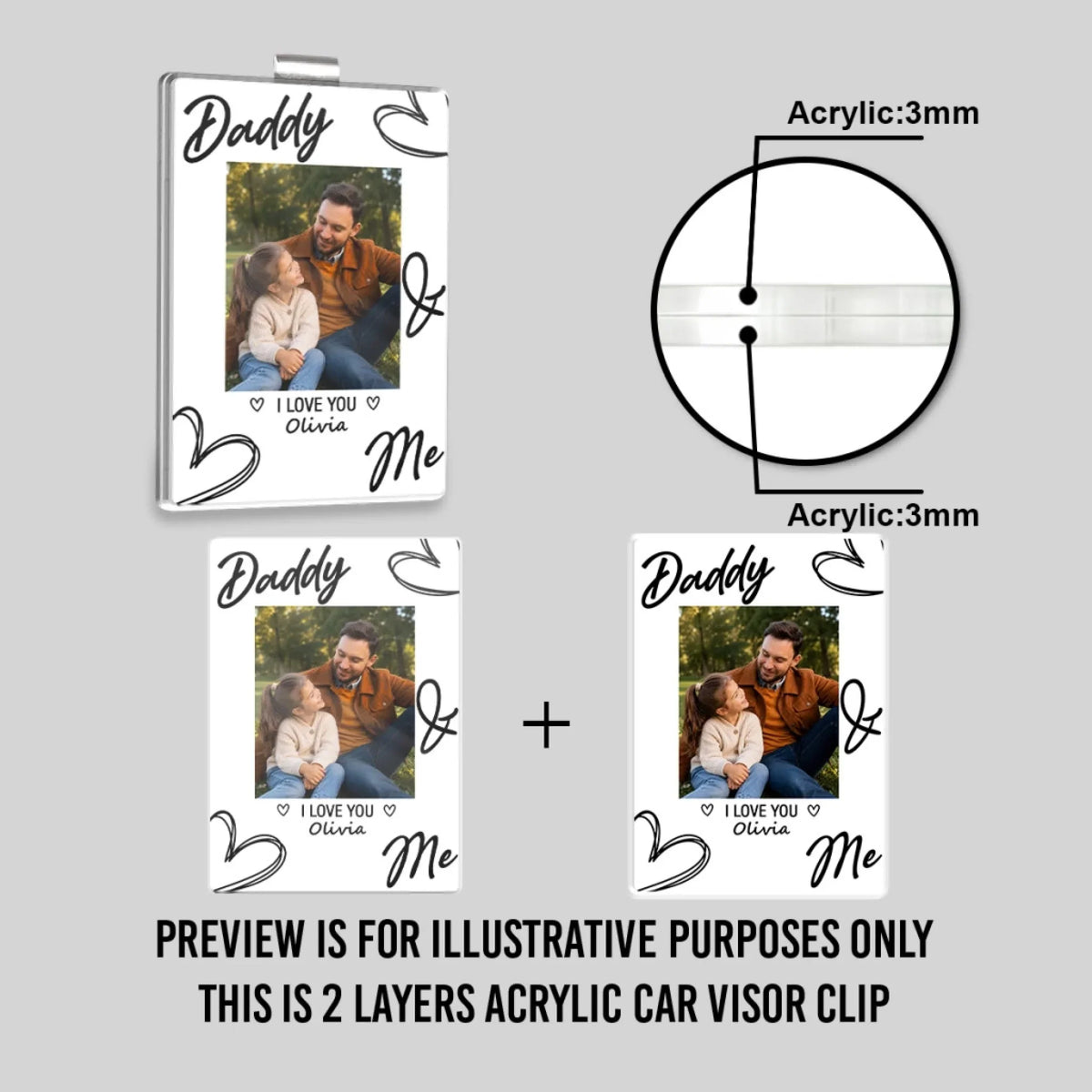 Dad And Me - Personalized Acrylic Car Visor Clip