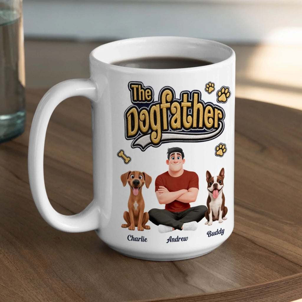 Custom Christmas & Birthday Keepsake Gift • Stylized Dad And His Dog - Personalized 3D Effect Coffee Mug