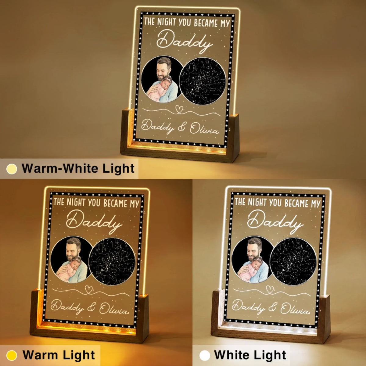 Custom Photo First Father's Day Gift for New Dads • The Moment You Became My Dad - Personalized Plaque With Walnut Base