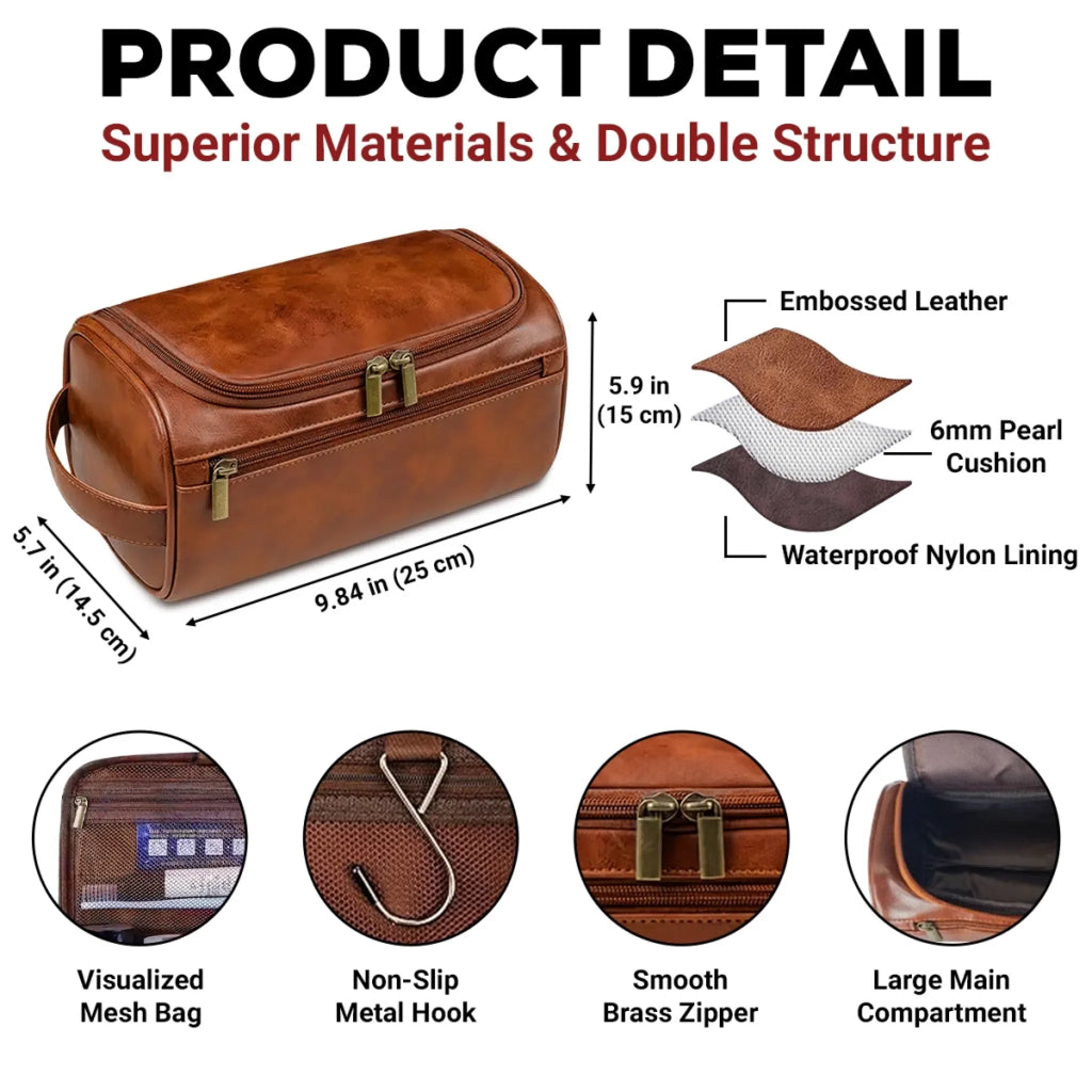 We Love You Daddy - Personalized Leather Toiletry Bag