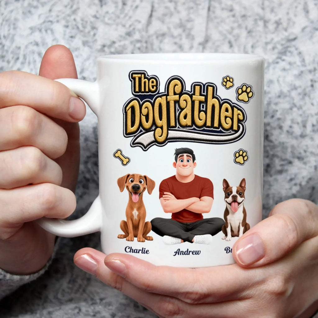 Custom Christmas & Birthday Keepsake Gift • Stylized Dad And His Dog - Personalized 3D Effect Coffee Mug
