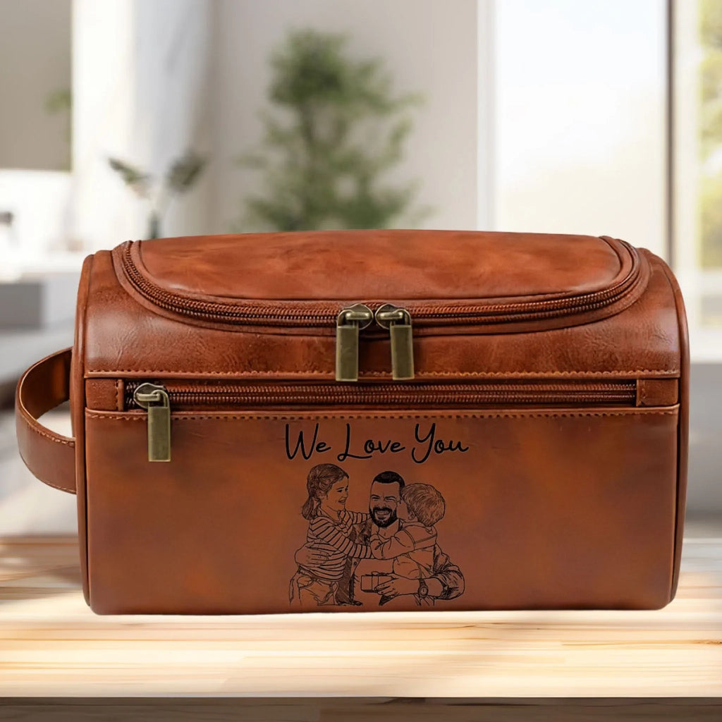 We Love You Daddy - Personalized Leather Toiletry Bag