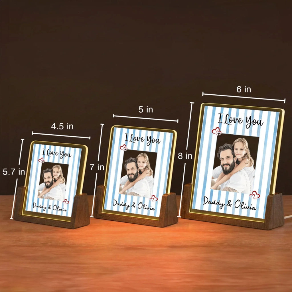 Custom Photo Father's Day Gift for Dad Grandpa • Me and Daddy Portrait Watercolor - Personalized Plaque With Walnut Base