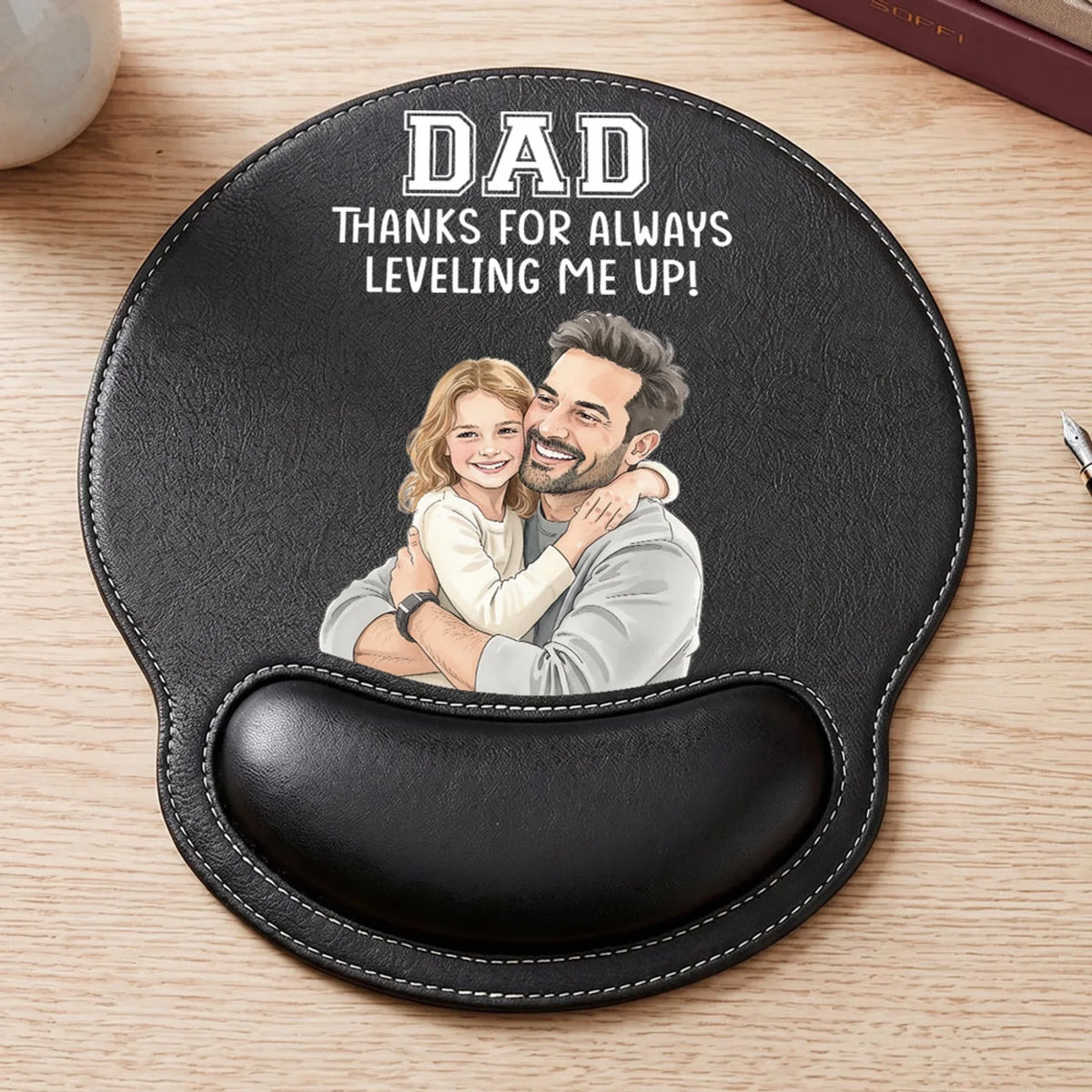 Leveling Me Up - Personalized Leather Mouse Pad